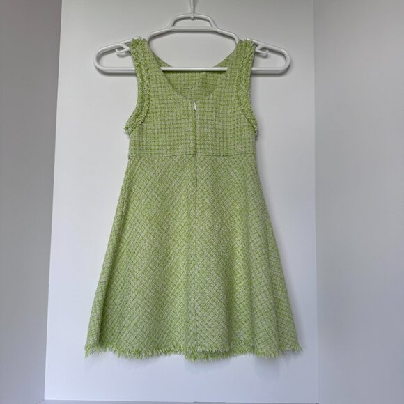 Zara Girls Sleeveless Dress Size 7, Green, Frayed Texture, Spring Dress - Picture 2 of 11